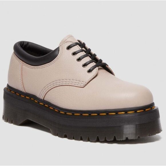 🩵NIB Dr. Martens Taupe 8053 Quad Retro Pisa Leather Platform Oxfords Size 8 - Picture 2 of 16